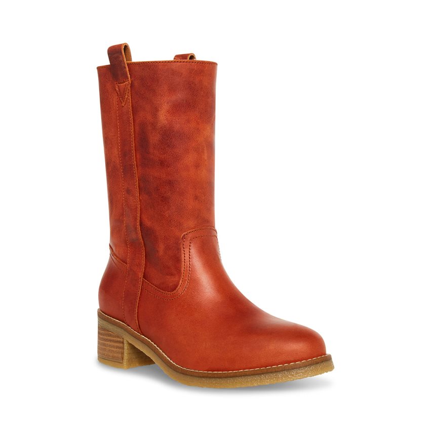 Botas Altas Steve Madden Winny Rust Cuero Mujer Marrones | ES ER94S6